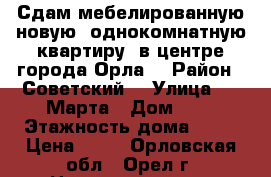 Сдам мебелированную новую  однокомнатную квартиру  в центре города Орла  › Район ­ Советский  › Улица ­ 8 Марта › Дом ­ 8 › Этажность дома ­ 17 › Цена ­ 13 - Орловская обл., Орел г. Недвижимость » Квартиры аренда   . Орловская обл.